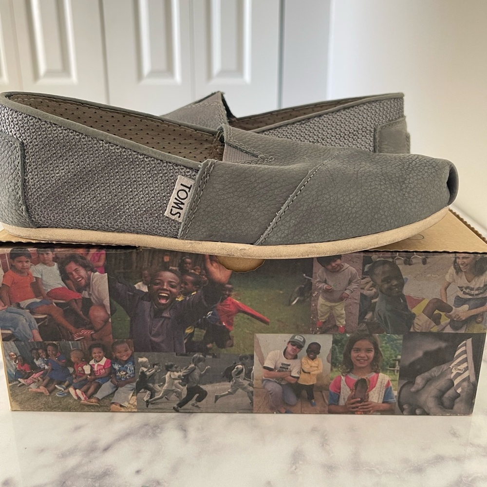 Grey Sequence Leather Combination Toms Size 6.5 L… - image 2
